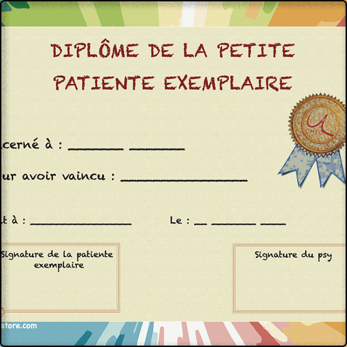 Diplôme du petit patient et...