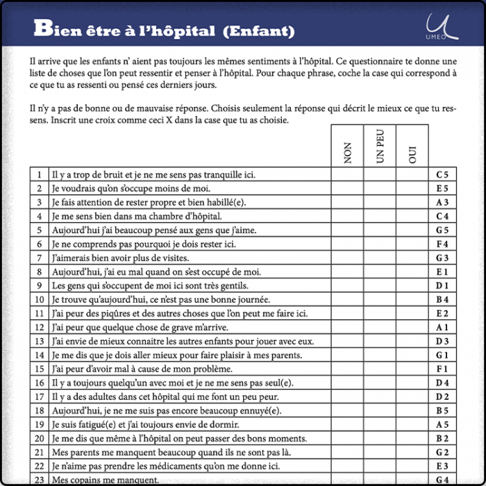 Échelle de bien-être à l'hôpital