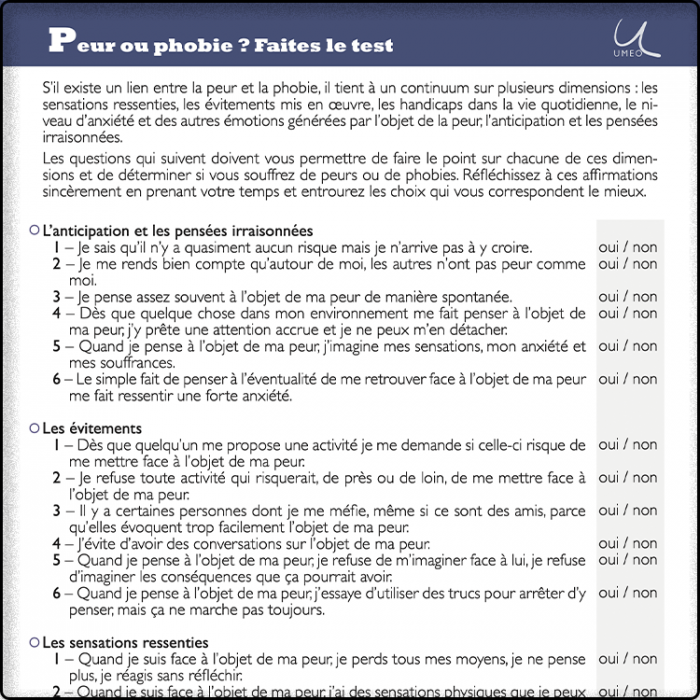 Peur ou phobie, le test